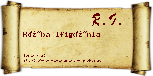 Rába Ifigénia névjegykártya